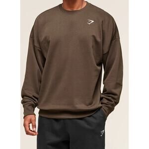Gymshark Crest Oversized Crew Sweatshirt Brown Mens L New Oversized Fit